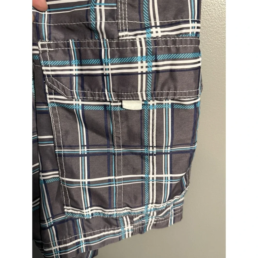 Kanu Surf Swim Trunks Lining Blue Gray Striped Strings Mens Size‎ Large